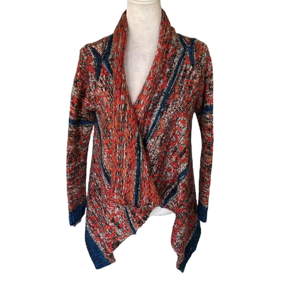 Anthropologie Yellow Bird Cascade Chunky Knit Asymmetrical Draped Cardigan - S